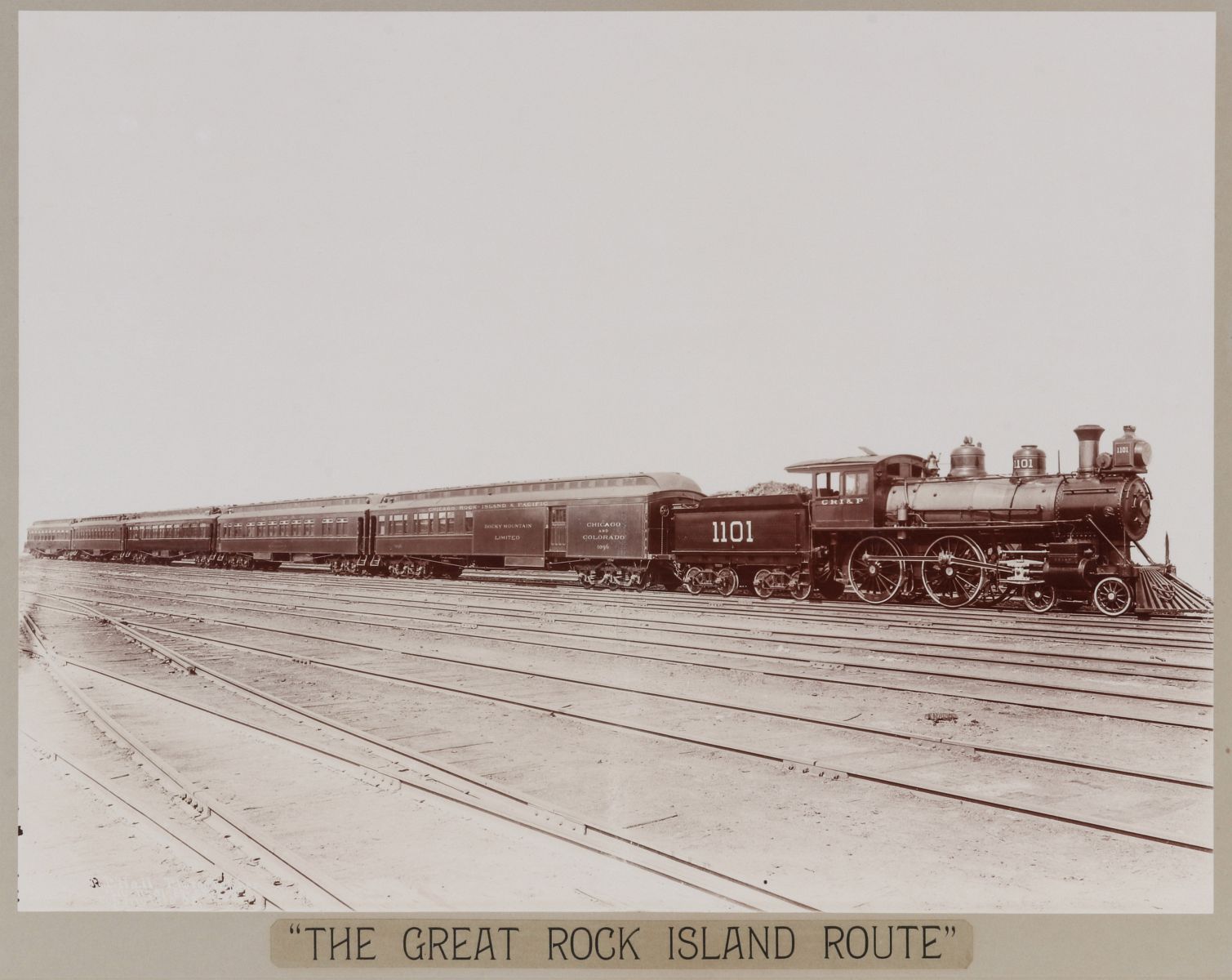 A LARGE MOUNTED PHOTO 'ROCK ISLAND ROUTE' C. 1880s