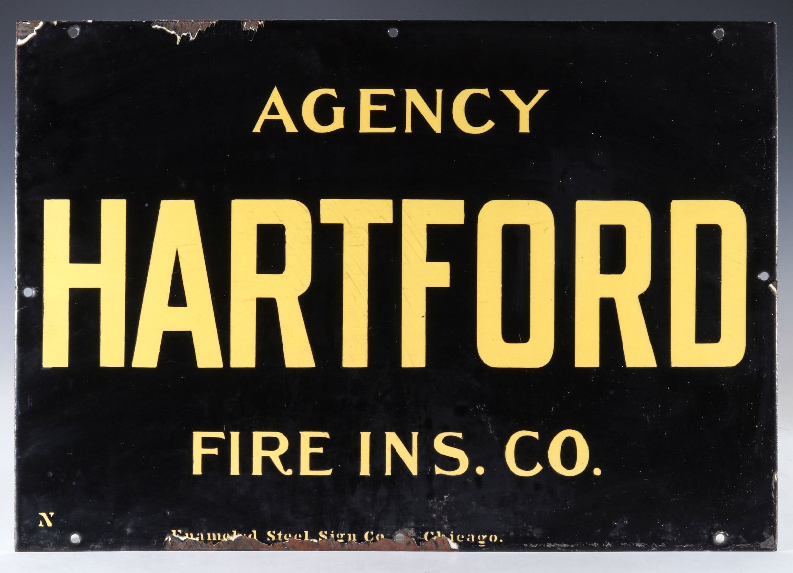 A HARTFORD AGENCY FIRE INSURANCE PORCELAIN SIGN
