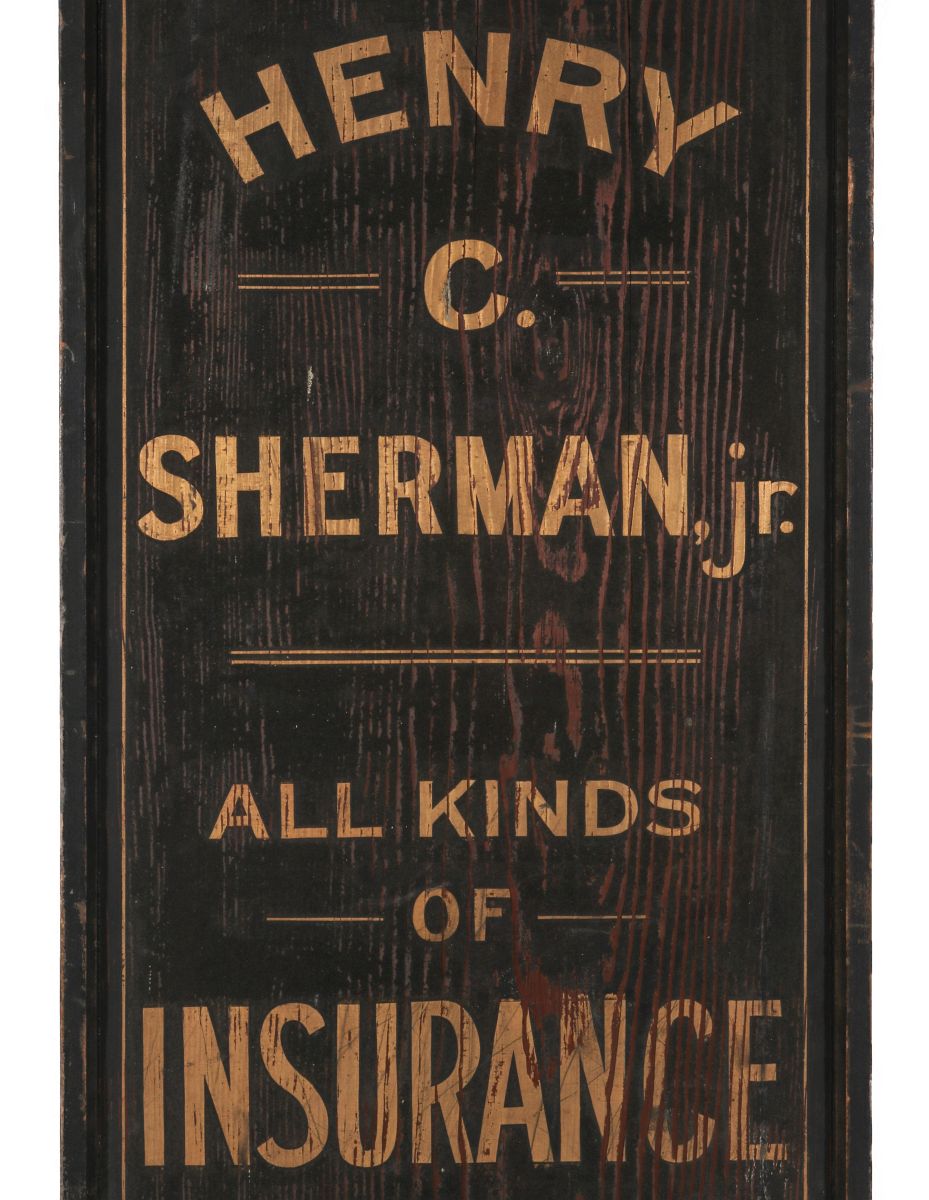 A 19TH C PAINTED WOOD INSURANCE ADVERTISING SIGN