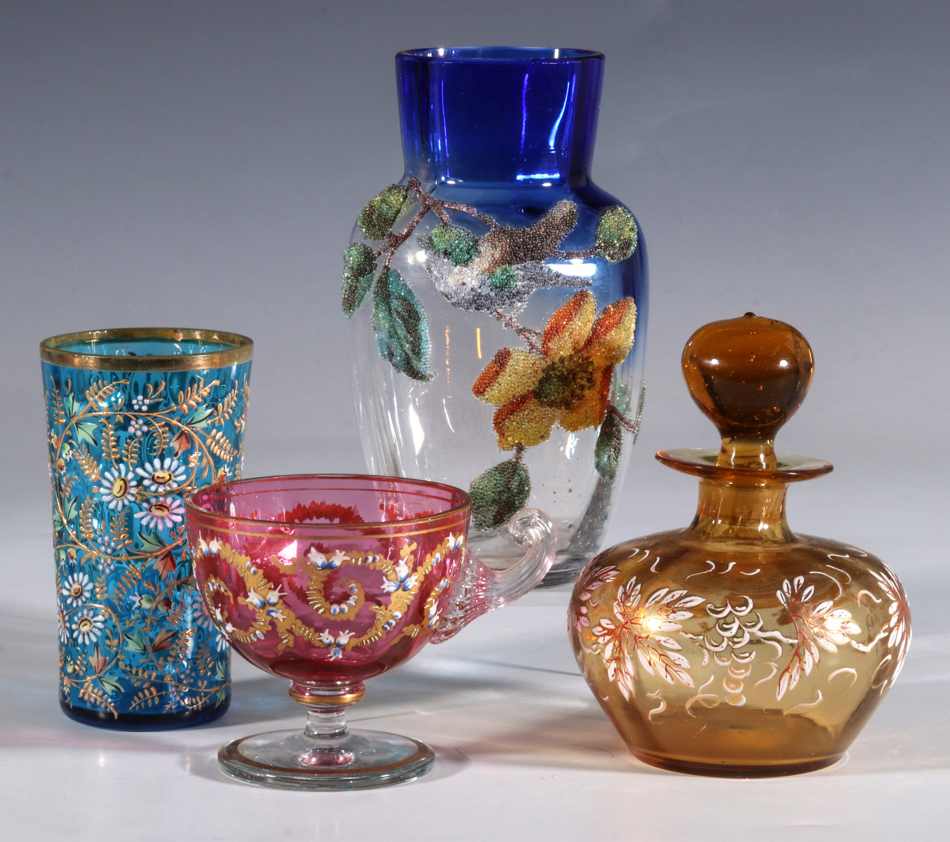 CORALENE, MOSER-TYPE AND OTHER VICTORIAN ART GLASS