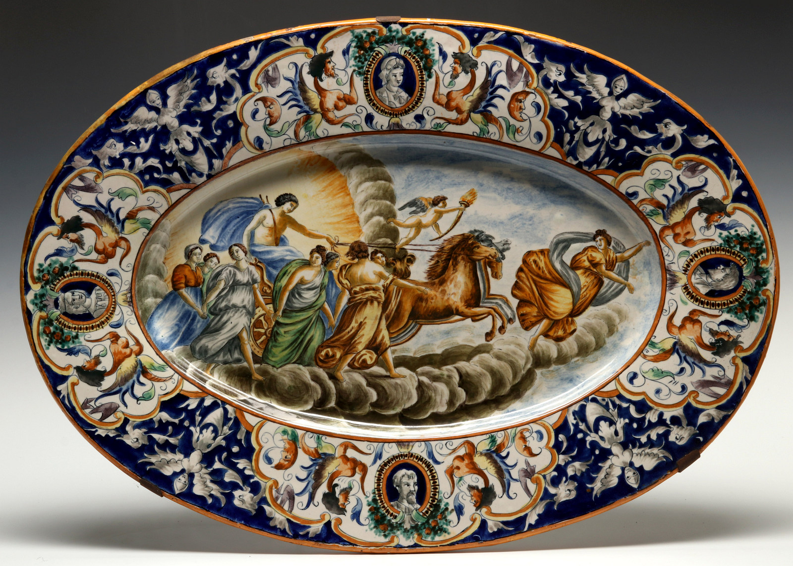 A MIDDLE 19TH C ITALIAN MAIOLICA FAIENCE CHARGER