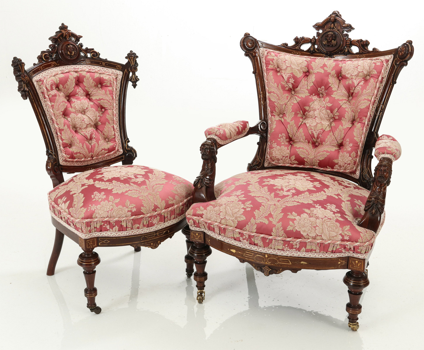 TWO 19TH C RENAISSANCE REVIVAL CHAIRS ATTR JELLIFF