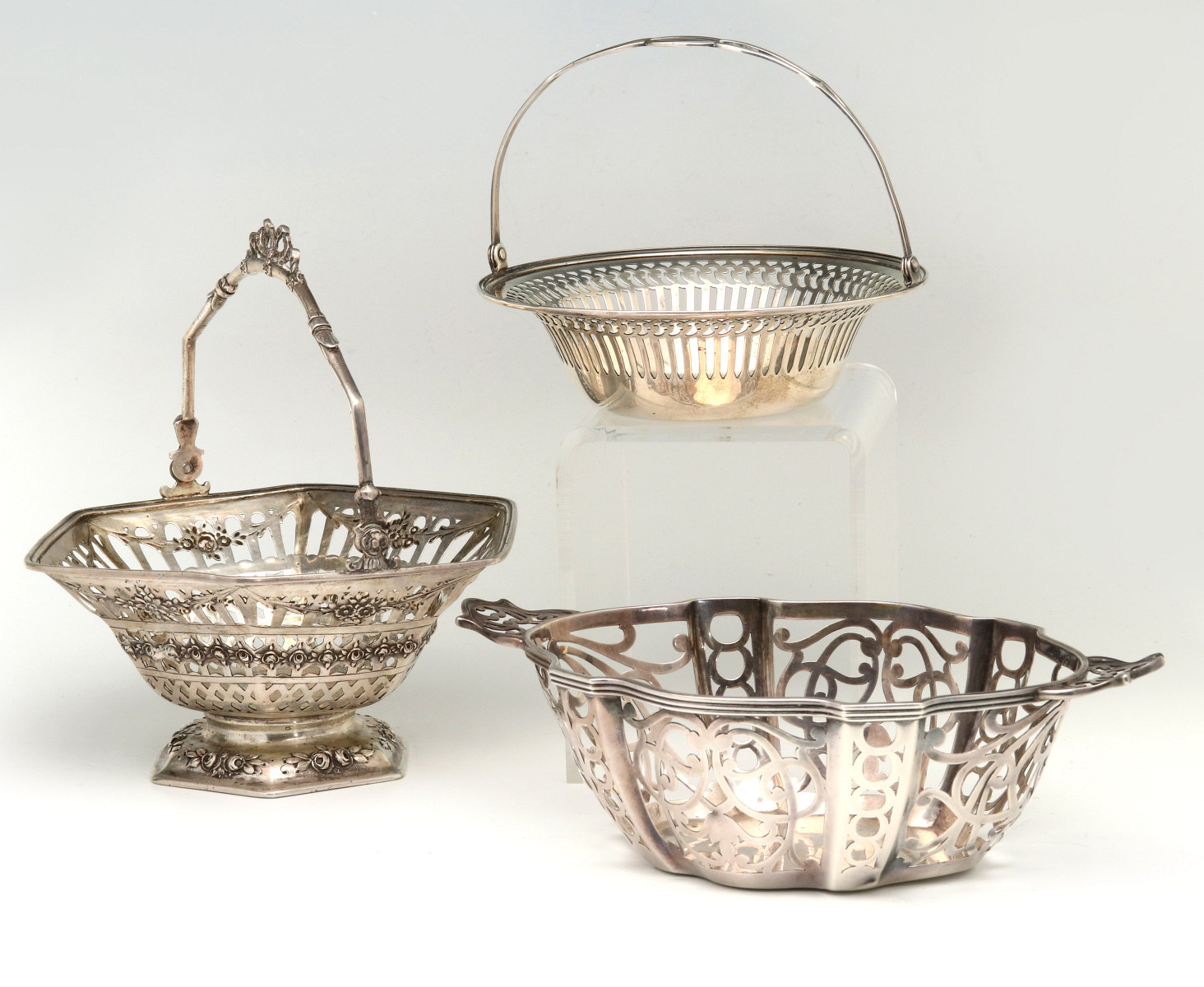 STERLING AND .800 SILVER BASKETS