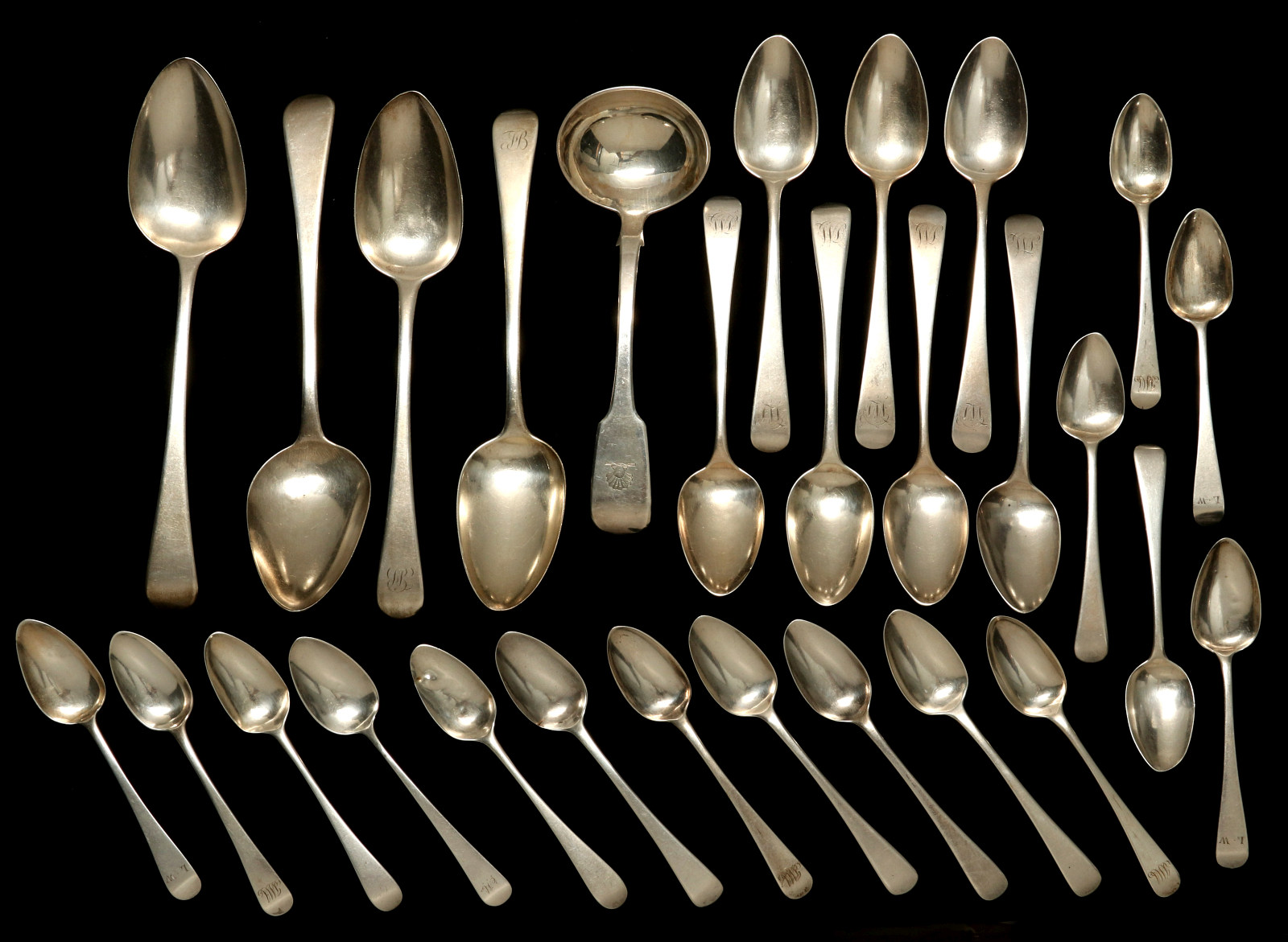 A COLLECTION OF GEORGIAN STERLING SPOONS C. 1800