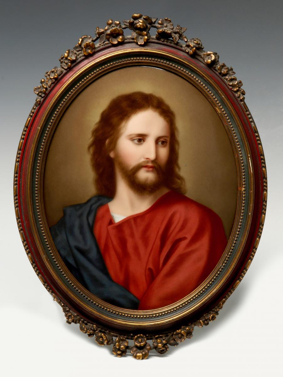 A PORTRAIT OF JESUS ON KPM PORCELAIN ATTR L. STURM