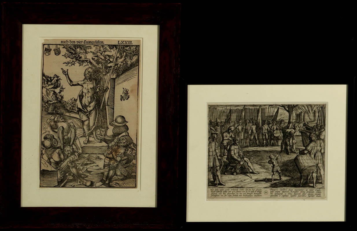 TWO 16TH C. ENGRAVINGS, CRANACH AND TEMPESTA
