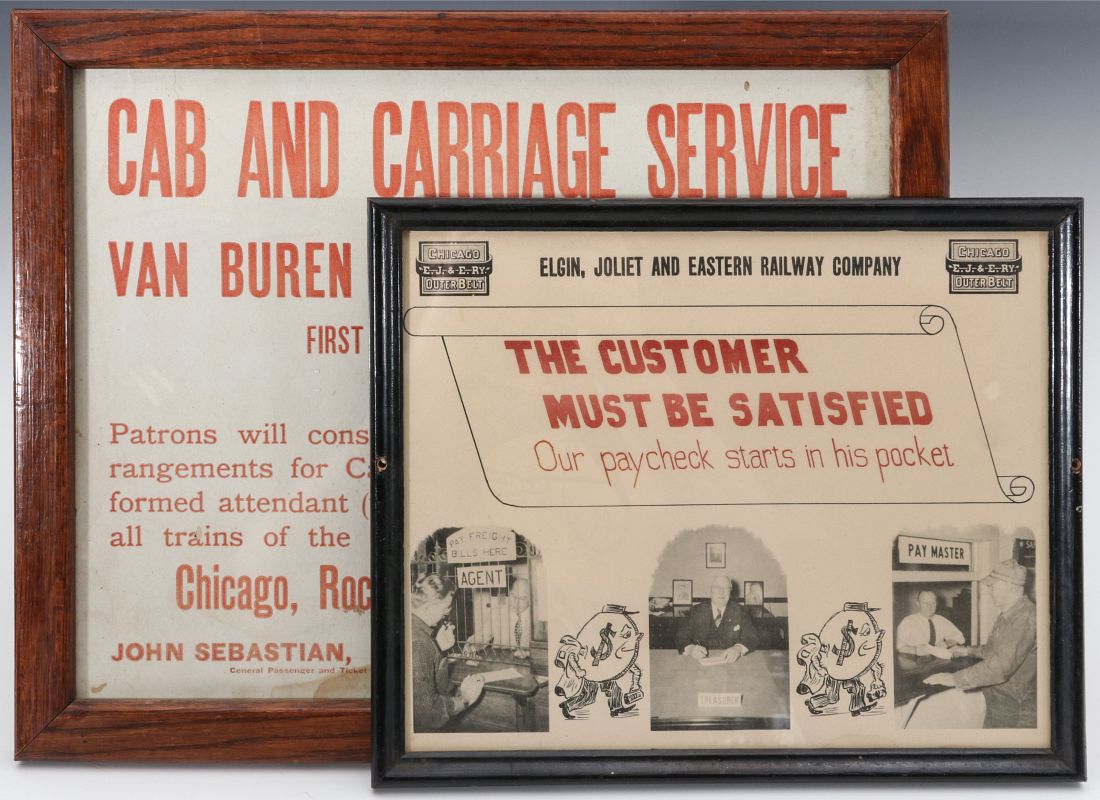 TWO GOOD PAPER ADVERTISING SIGNS FOR CHICAGO RR'S