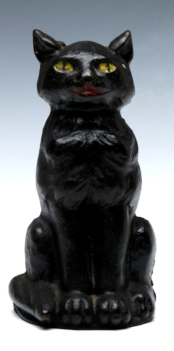 A NATIONAL/ALBANY BLACK CAT CAST IRON DOORSTOP