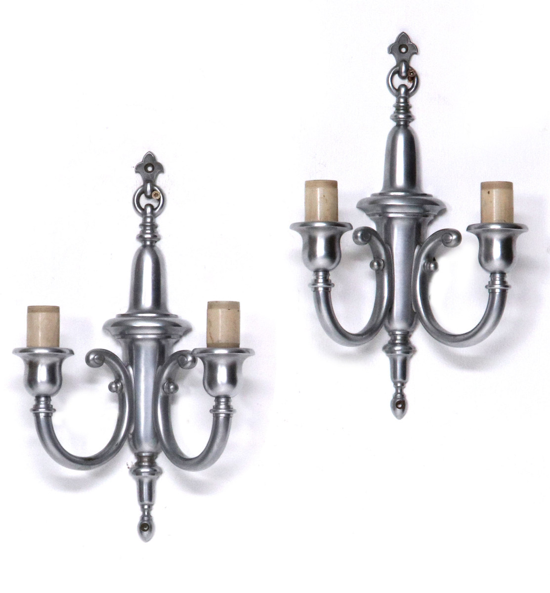 A PAIR OF TWO-LIGHT RAIL CAR WALL SCONCES