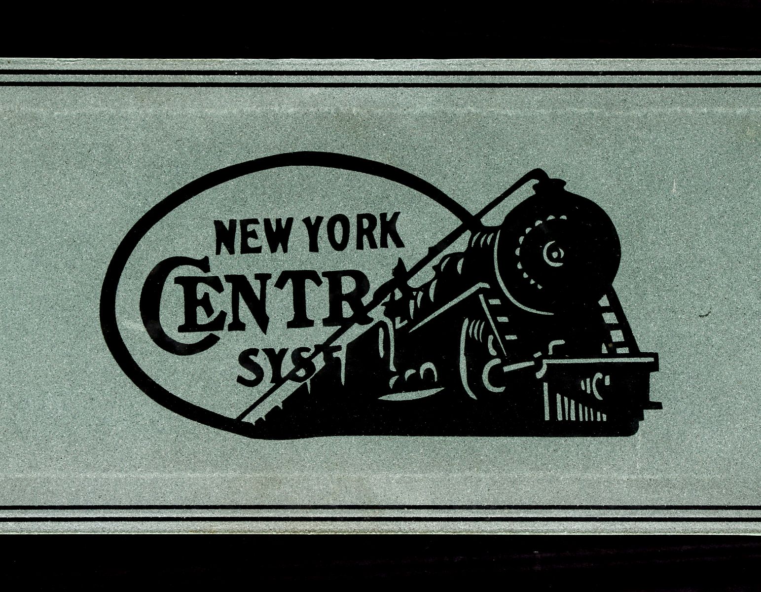 AN ETCHED GLASS PANEL NEW YORK CENTRAL RAILROAD