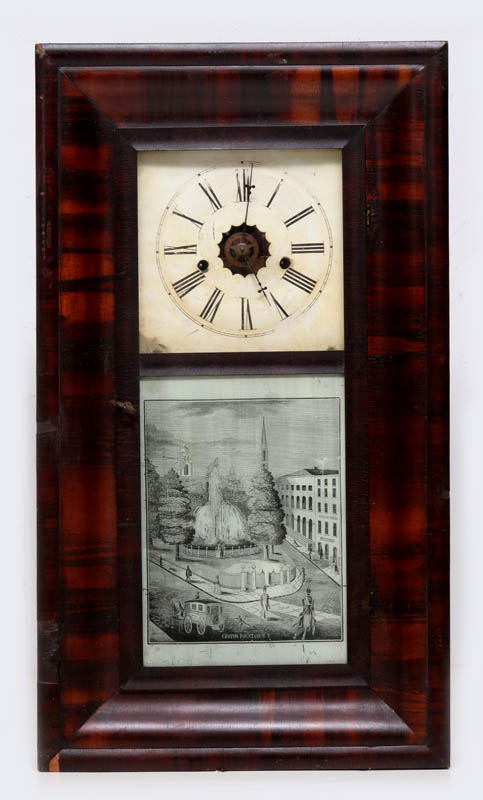 A 19TH C. ROSEWOOD OGEE SHELF CLOCK SIGNED J.C. BROWN
