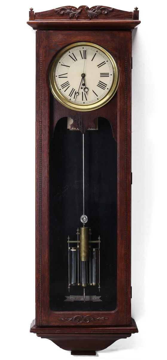 A 19TH CENTURY LONG CASE WALL HANGING CLOCK