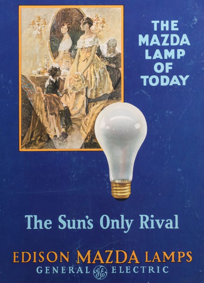 AN EDISON MAZDA LAMP ADVERTISING SIGN CIRCA 1929