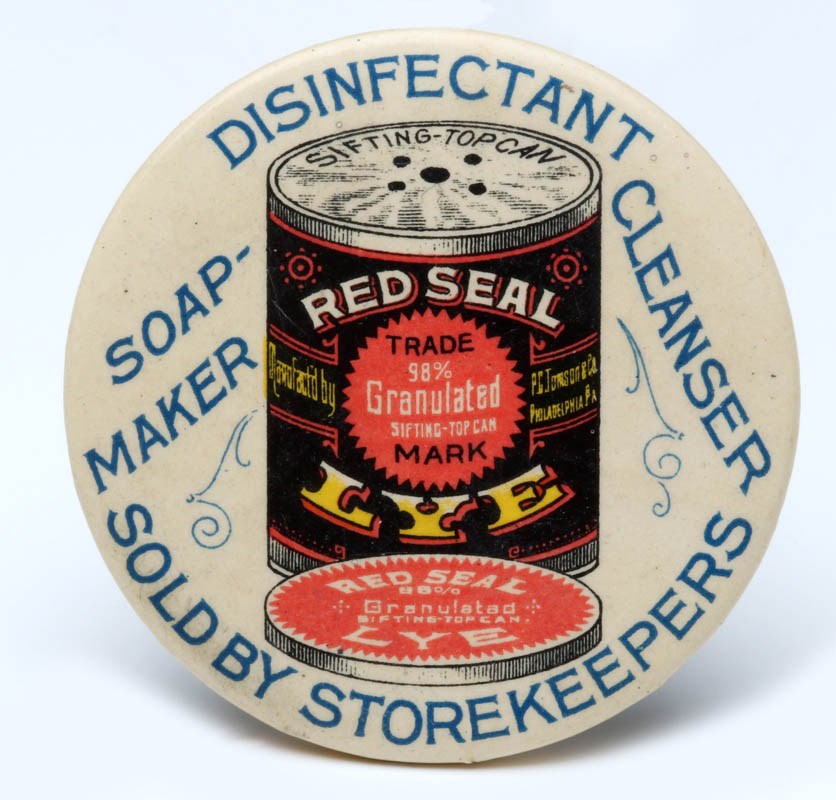 A RED SEAL LYE CELLULOID ADVERTISING MIRROR