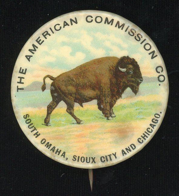 AN AMERICAN COMMISSION CO. CELLULOID ADVTG PINBACK