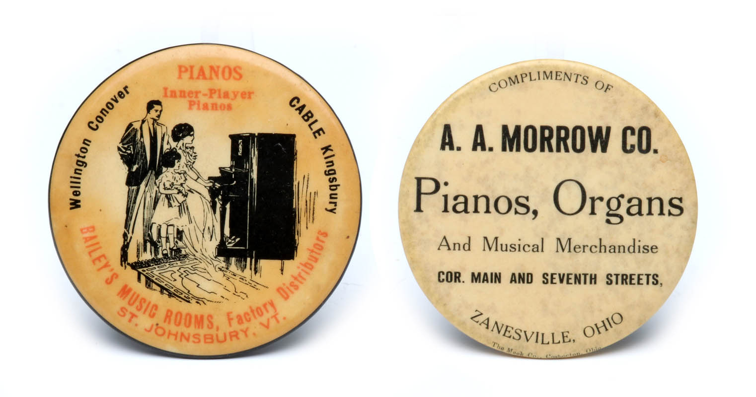 PIANO AND ORGAN CELLULOID ADVERTISING MIRRORS