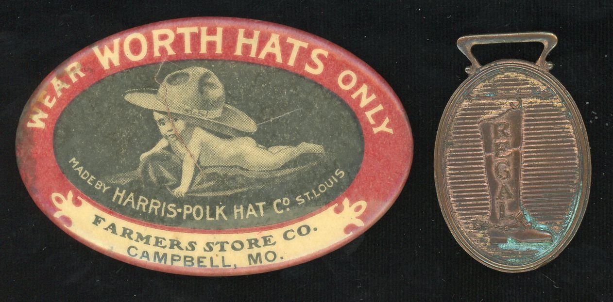 WORTH HATS ADVERTISING MIRROR AND REGAL SHOES FOB