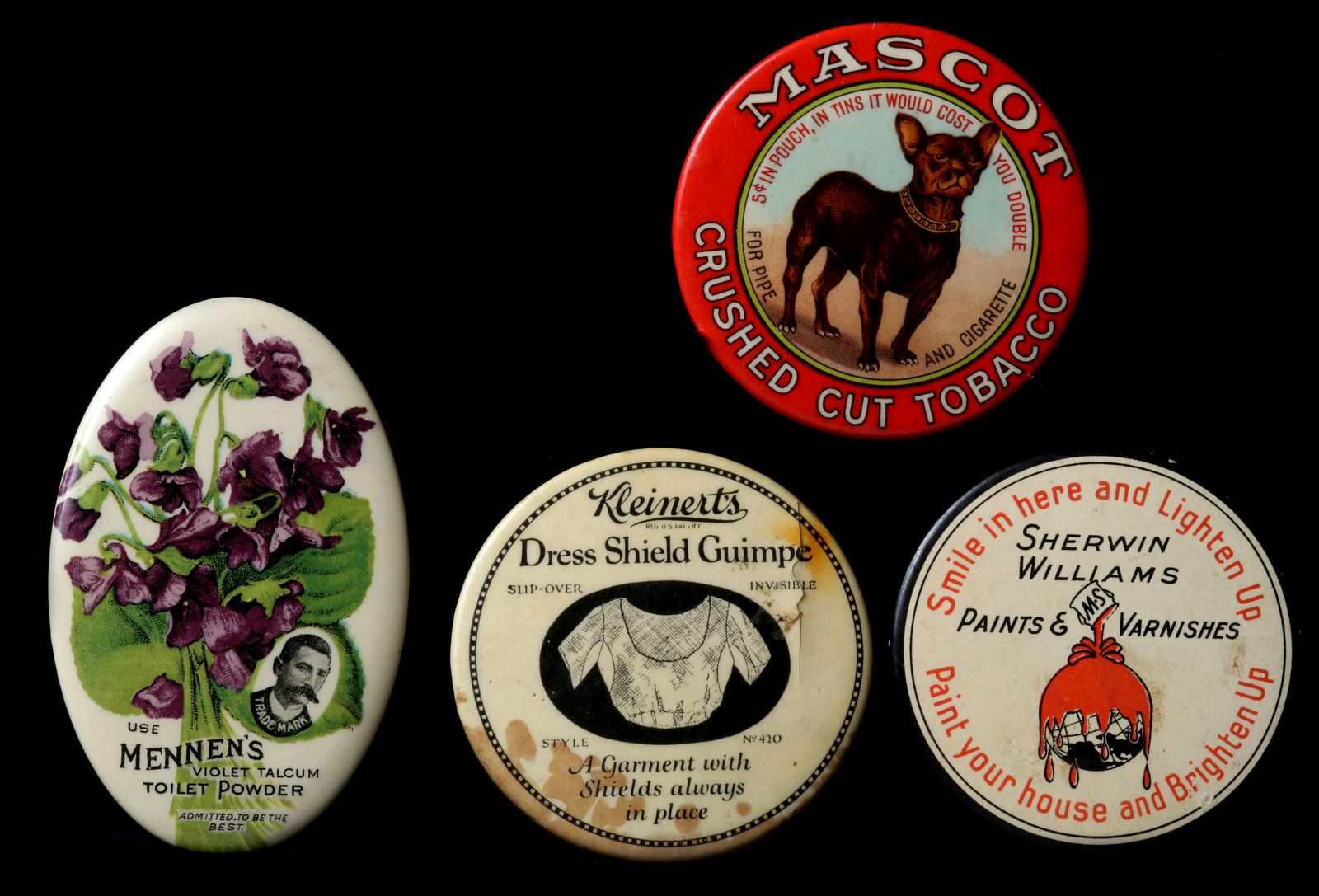 A COLLECTION OF ADVERTISING POCKET MIRRORS C. 1900
