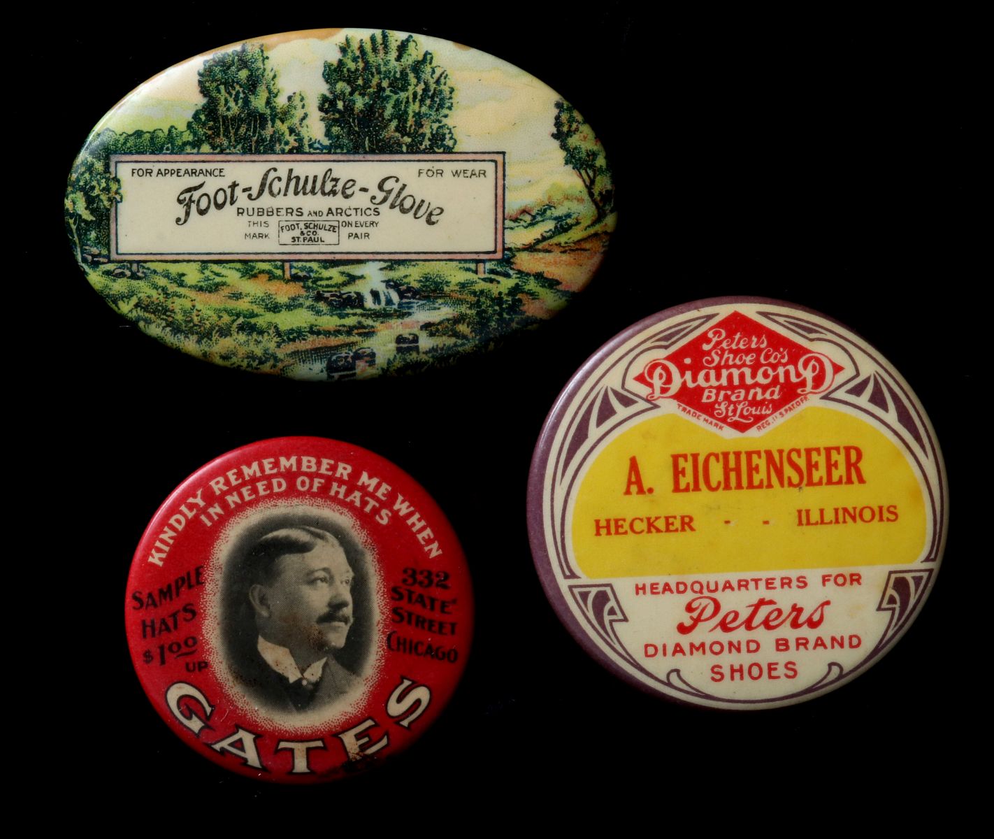ADVERTISING POCKET MIRRORS FOR SHOES AND HATS