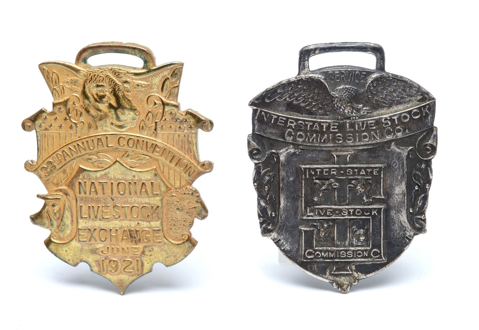 LIVE STOCK RELATED ADVERTISING WATCH FOBS C. 1920