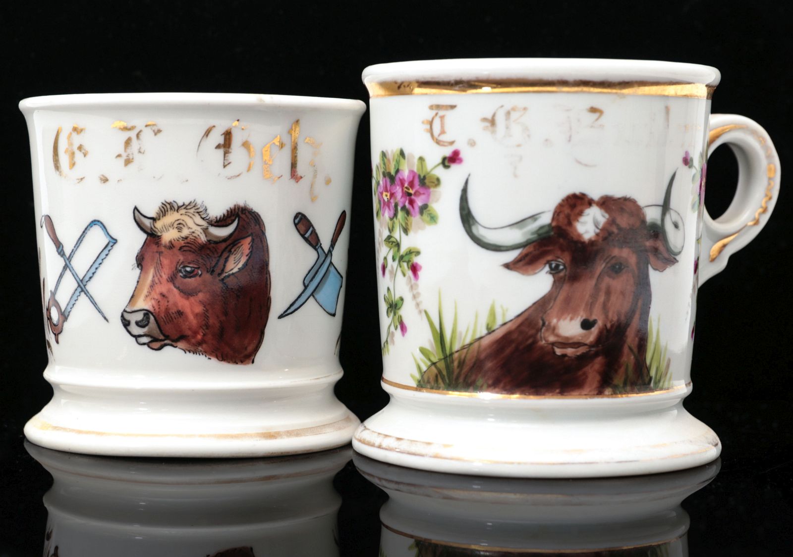 BUTCHER AND STOCK MAN OCCUPATIONAL SHAVING MUGS