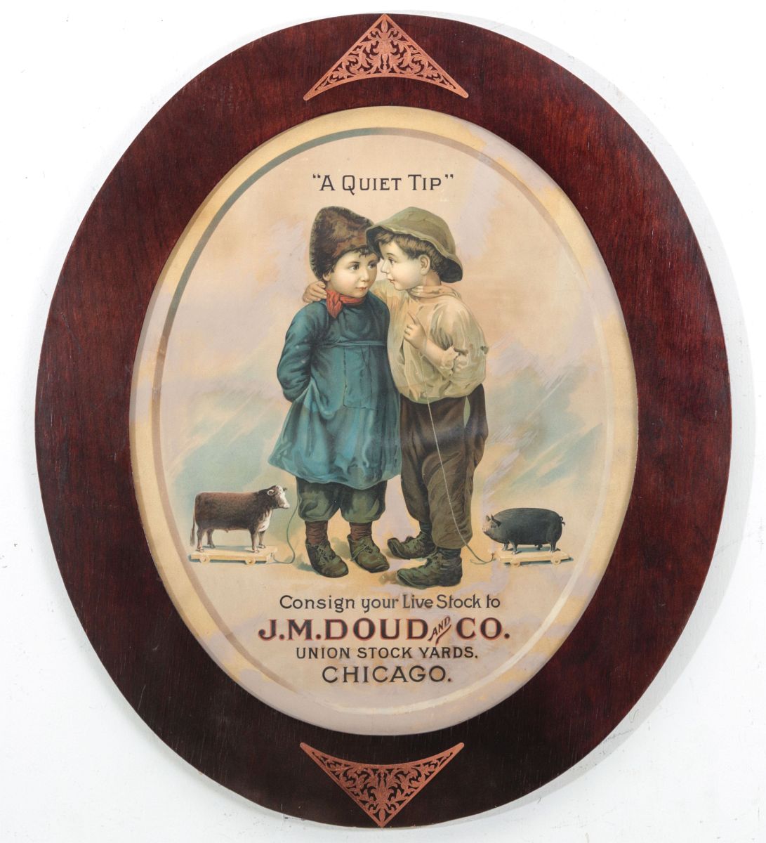 A J.M. DOUD AND CO STOCK YARDS FRAMED ADVERTISING