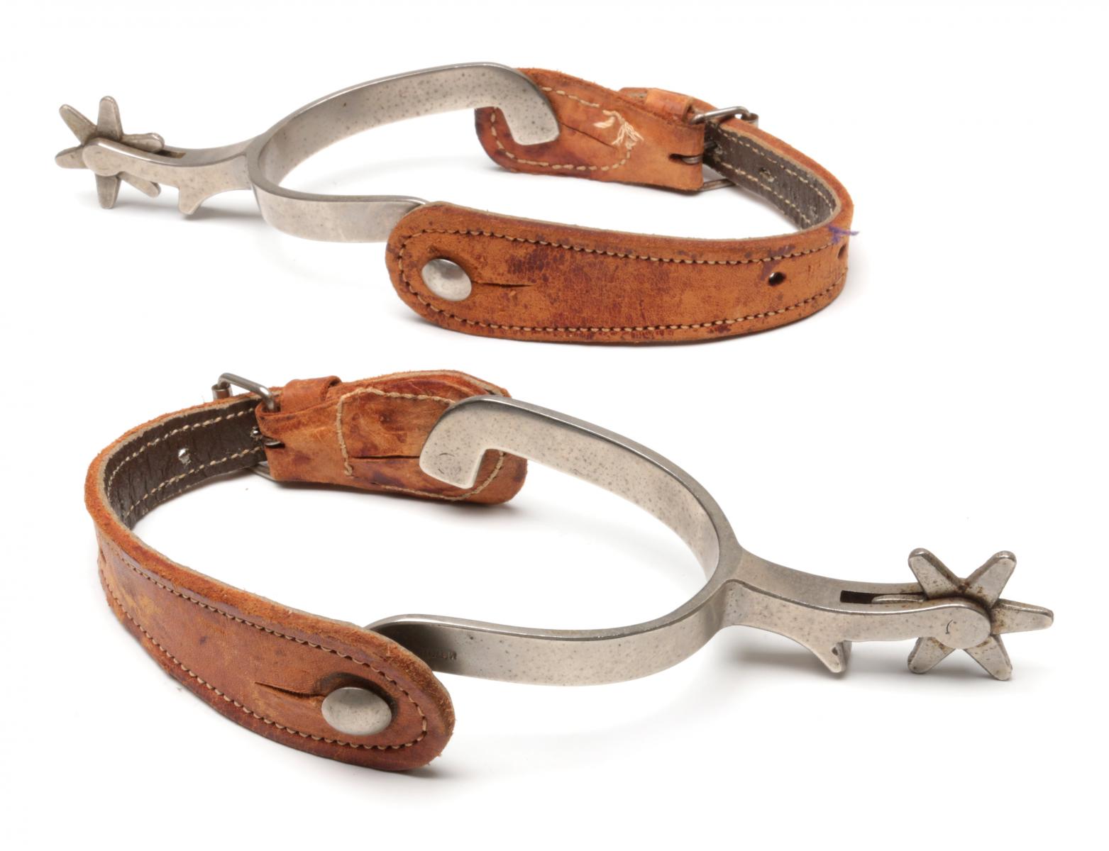 A PAIR J.R. MACHESNEY ENGRAVED AND OVERLAID SPURS