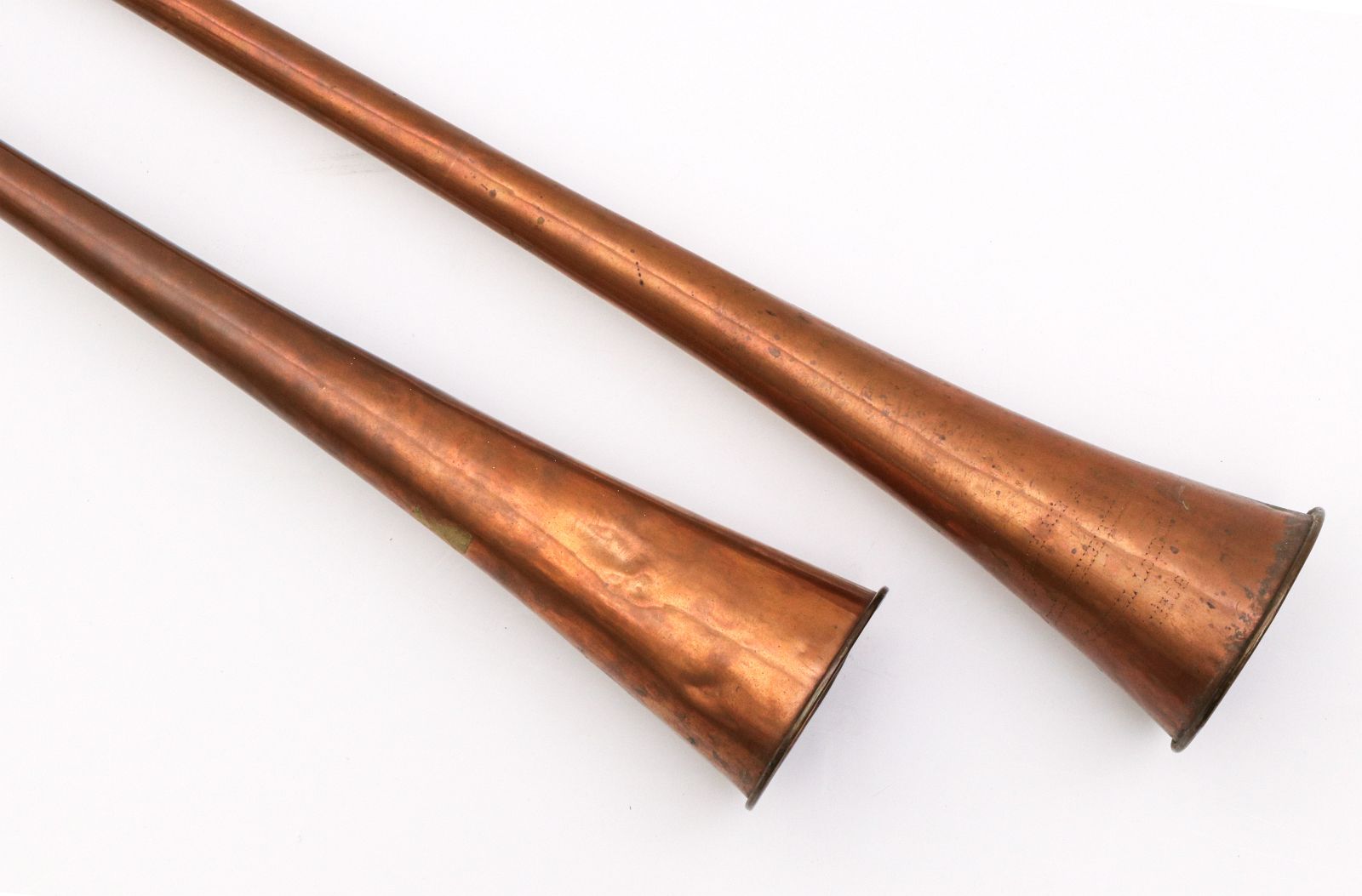 TWO 19TH CENTURY COPPER & BRASS HUNTING HORNS