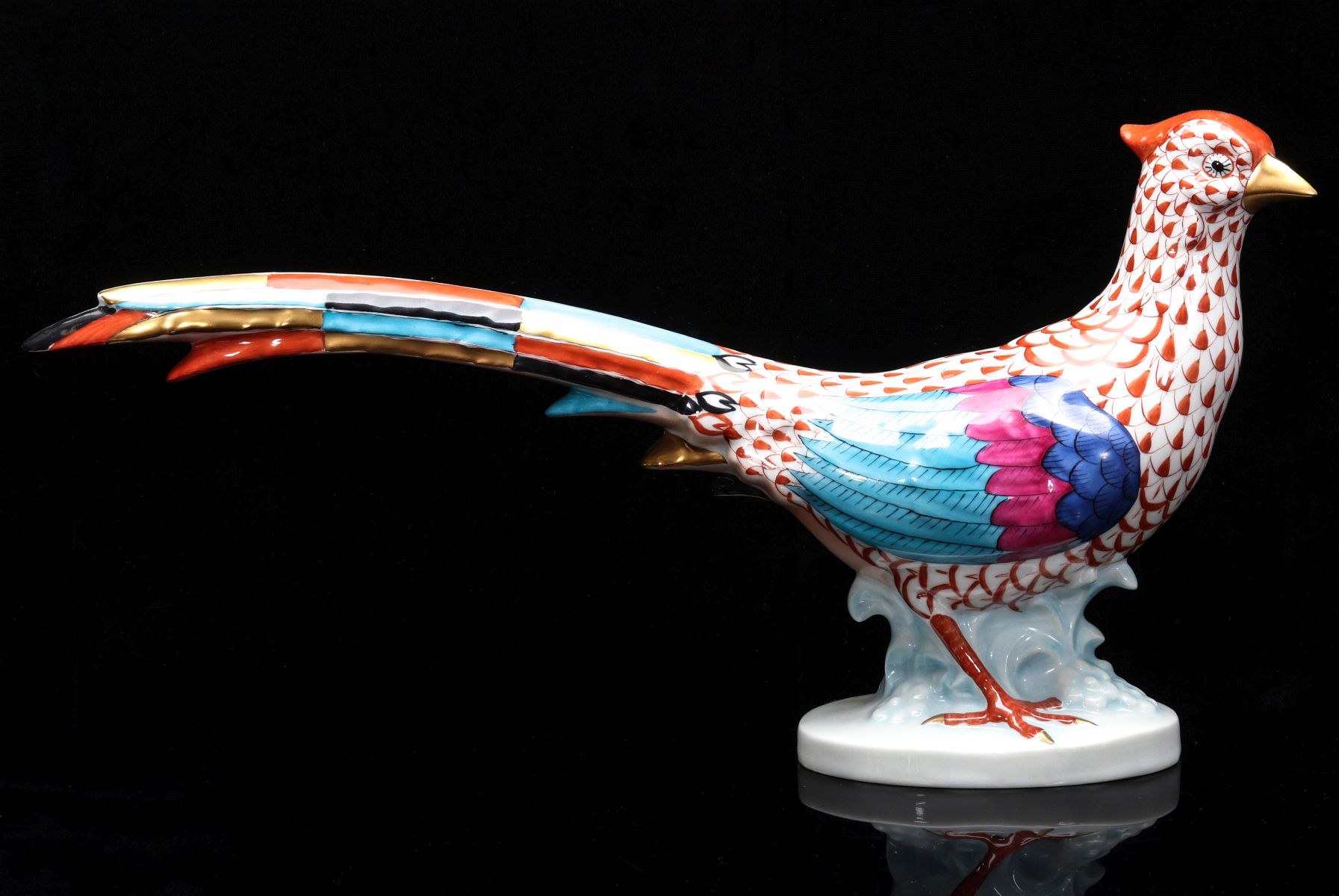 A HEREND PORCELAIN LONG-TAILED PHEASANT