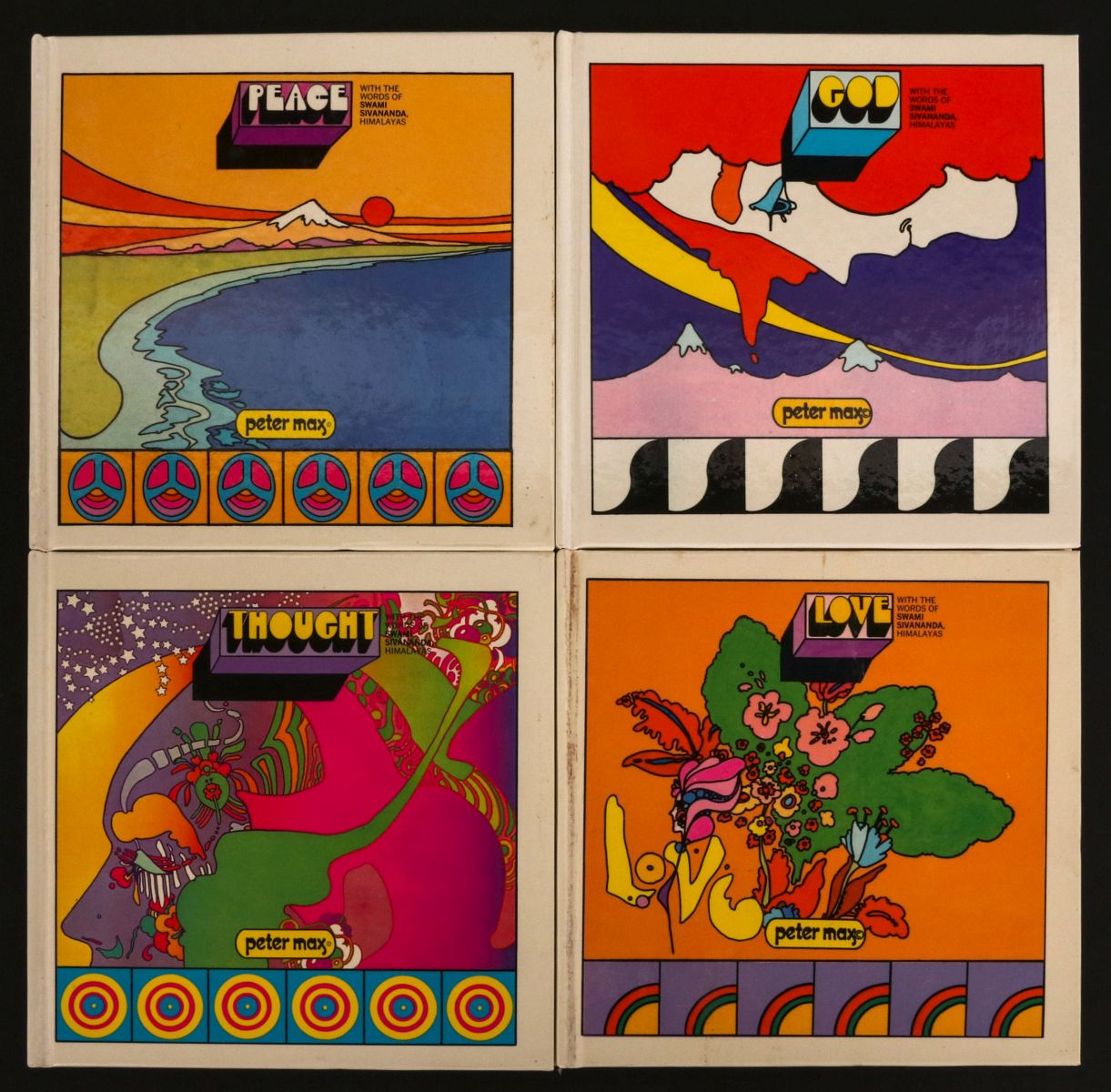 FOUR 1ST ED BOOKS ILLUSTRATED PETER MAX (B. 1937)