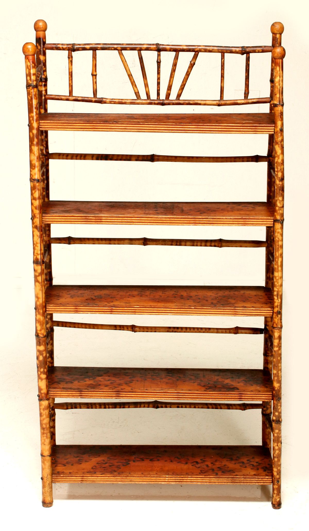 A SMALL VICTORIAN BAMBOO ETAGERE