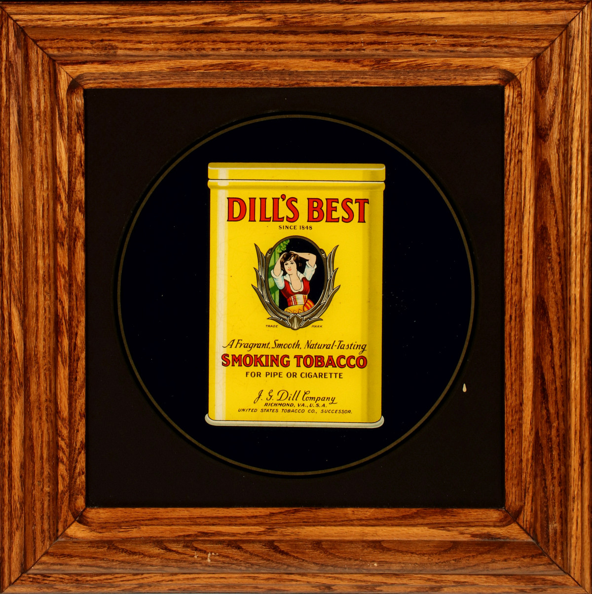 A RARE PAINTED GLASS SIGN FOR DILL'S BEST TOBACCO