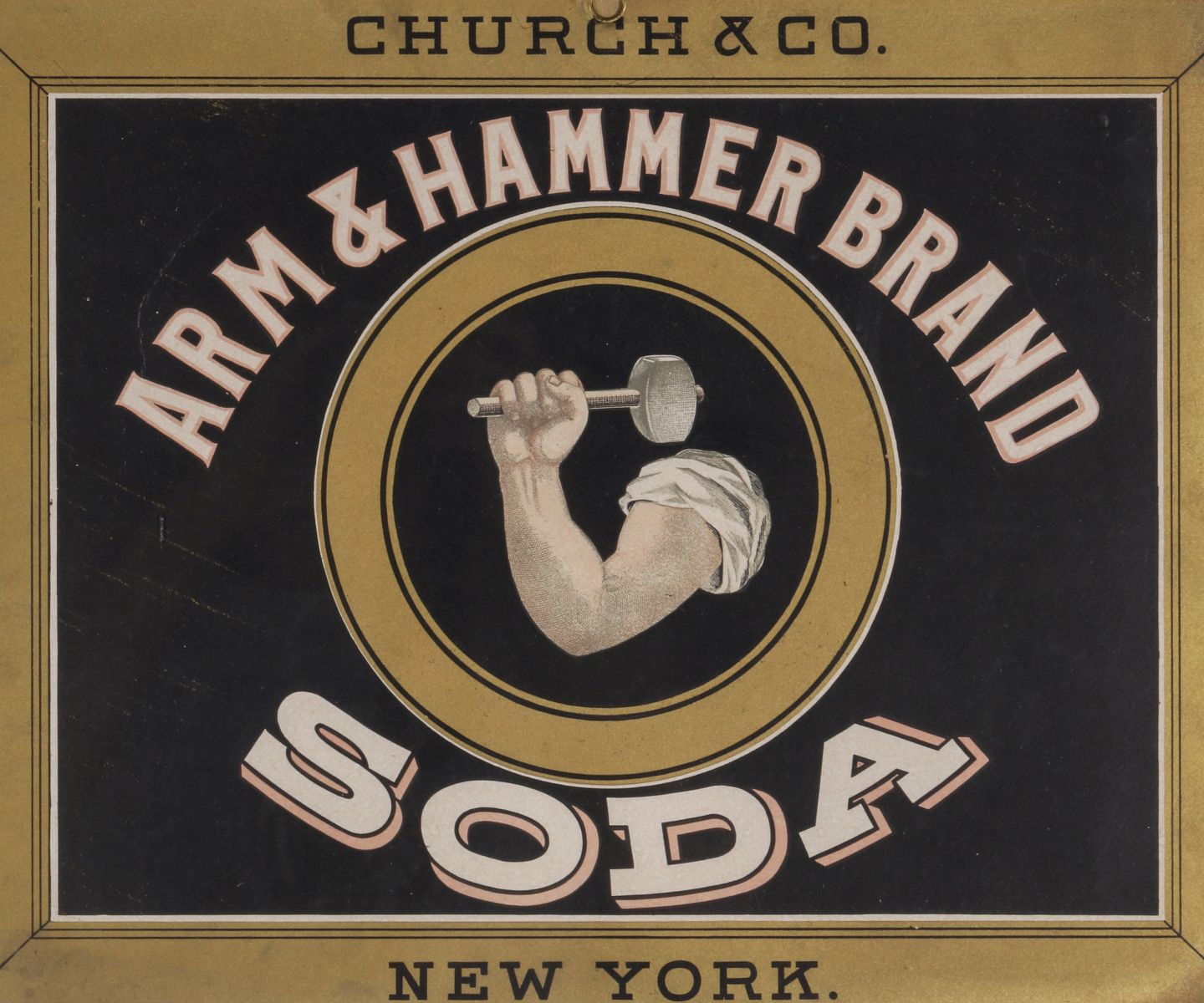 AN ARM & HAMMER BRAND SODA ADVERTISING PLACARD