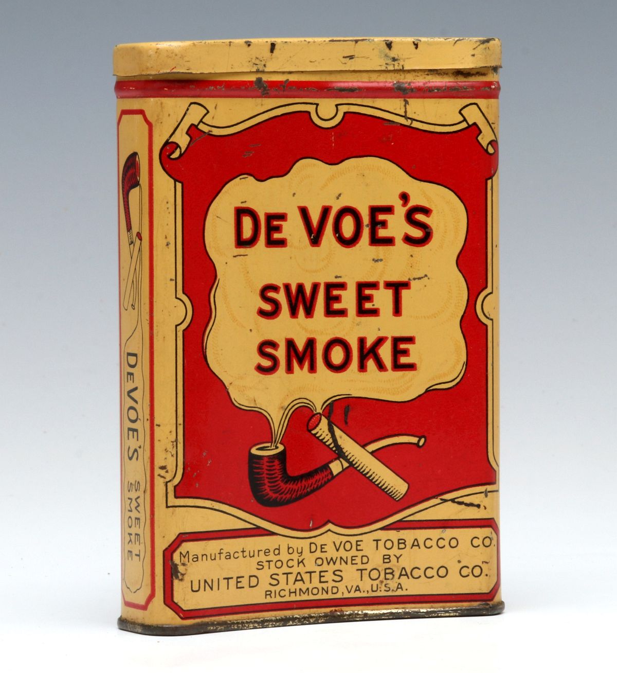 A DE VOE'S SWEET SMOKE POCKET TOBACCO TIN