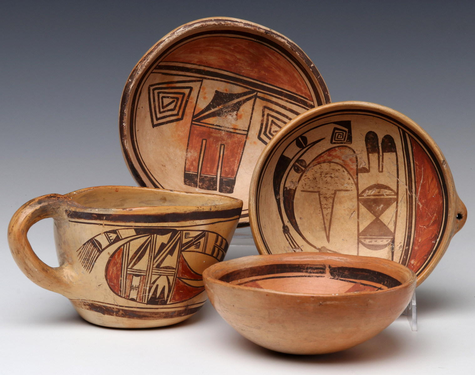 FOUR EARLY 20TH CENT HOPI INDIAN POTTERY ARTICLES