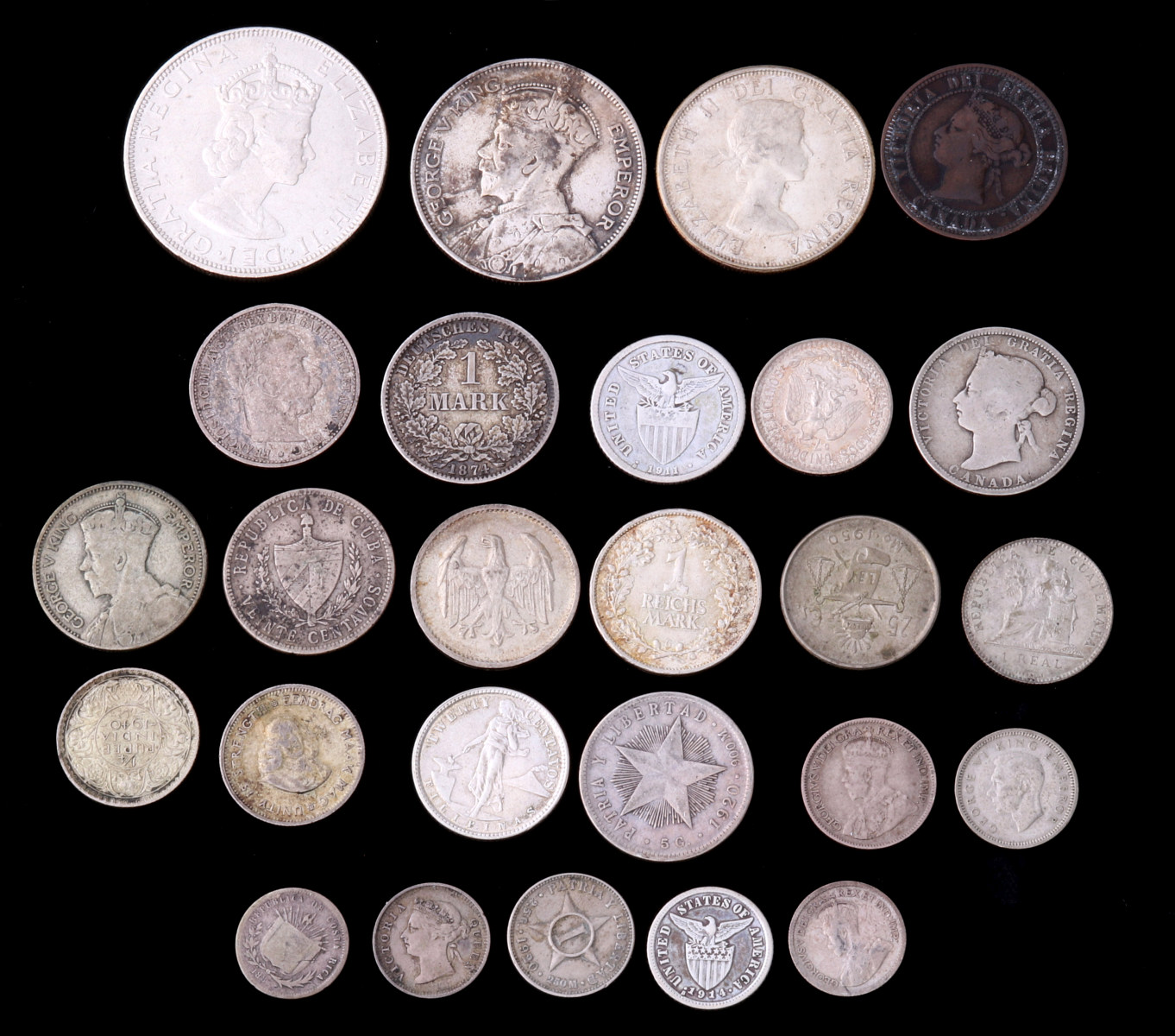 FORTY-EIGHT PIECES OF INTERNATIONAL COINAGE