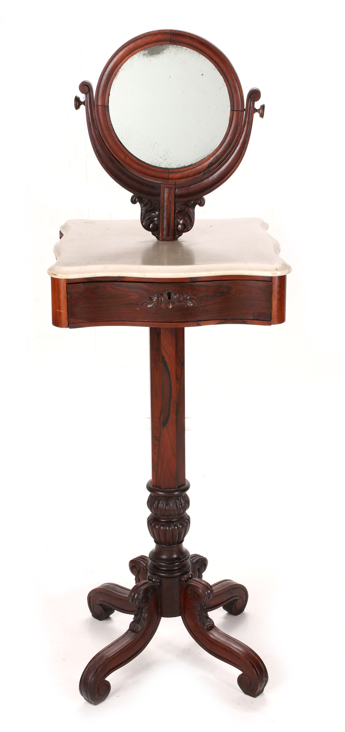 A FINE 19TH CENT VICTORIAN ROSEWOOD SHAVING STAND