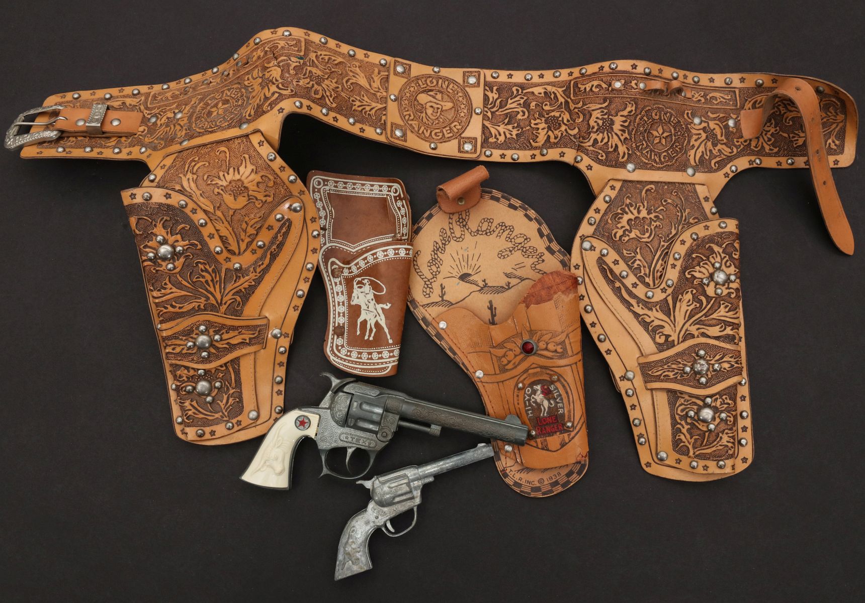 LONE RANGER HOLSTERS AND HUBLEY TEX CAP PISTOLS