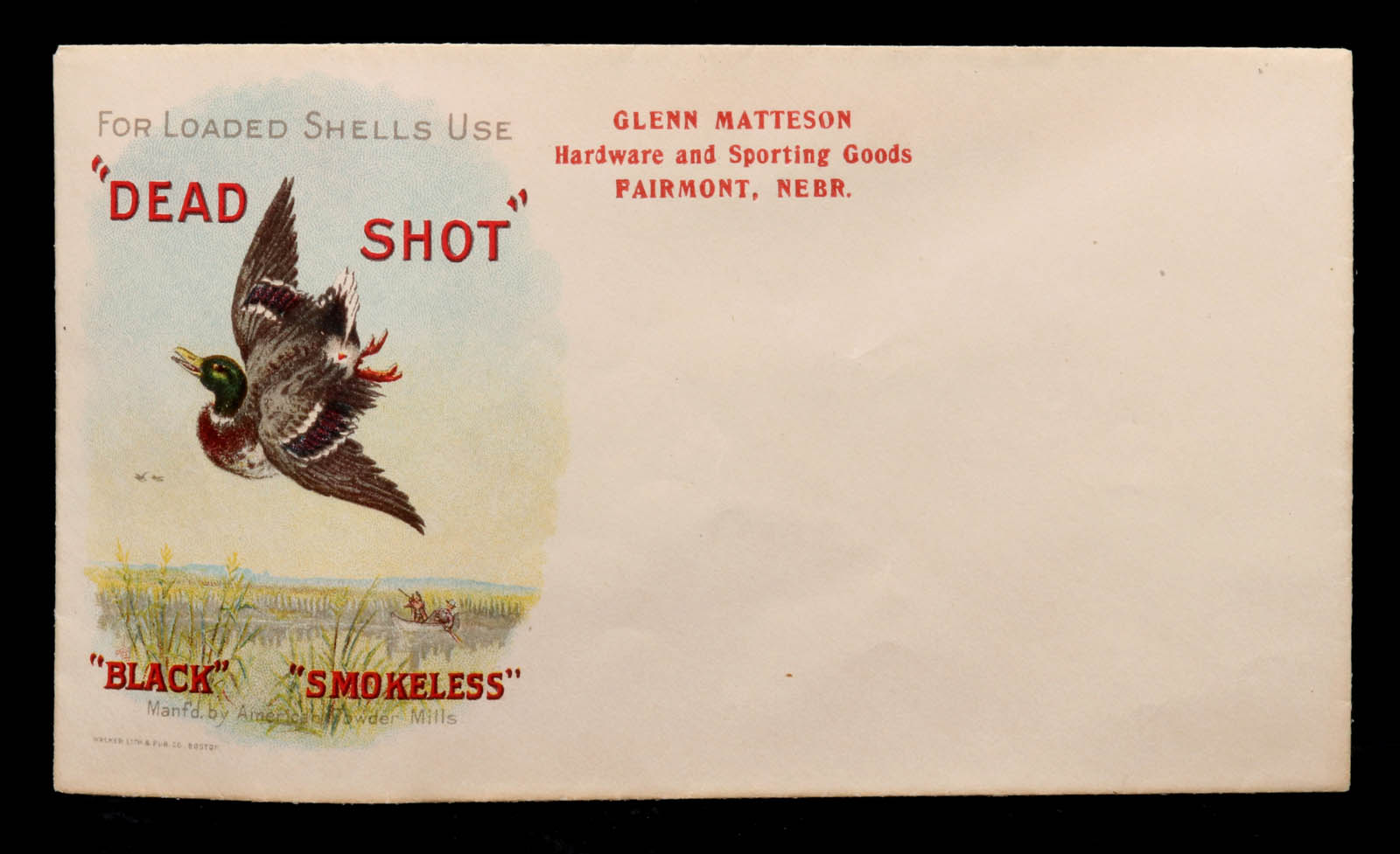 A DEAD SHOT SHELLS ADVERTISING ENVELOPE CIRCA 1915