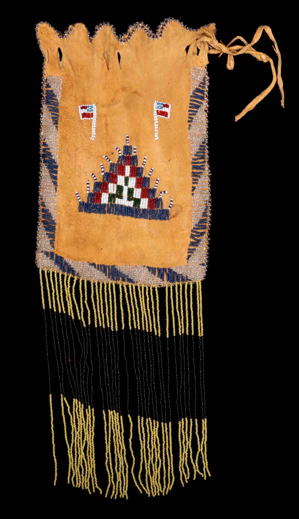 A FORT SILL APACHE BEADED HIDE BACK