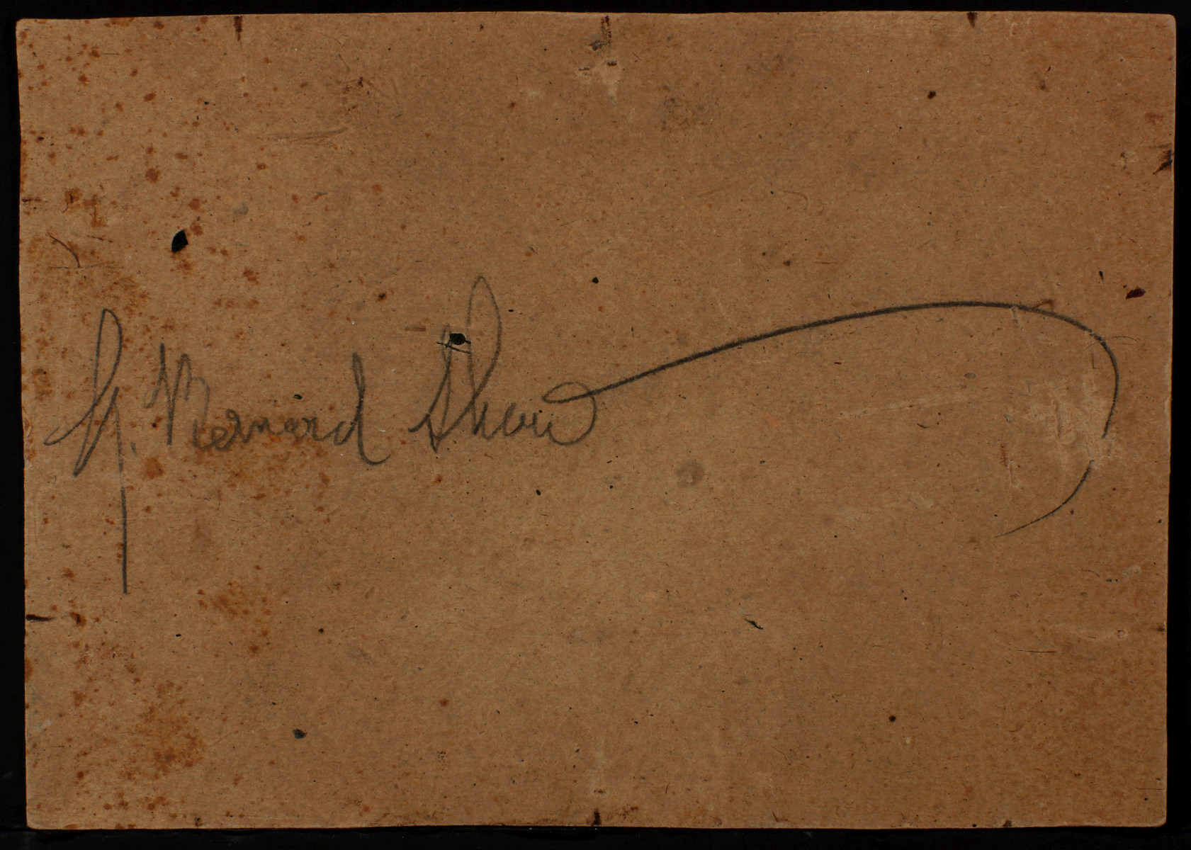 BERNARD SHAW SIGNED CARD STOCK FRAGMENT