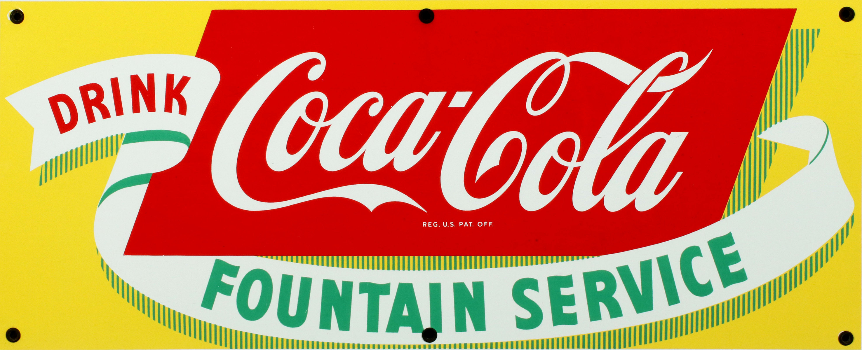 A BRIGHT COCA-COLA PORCELAIN ADVERTISING SIGN C. 1950s