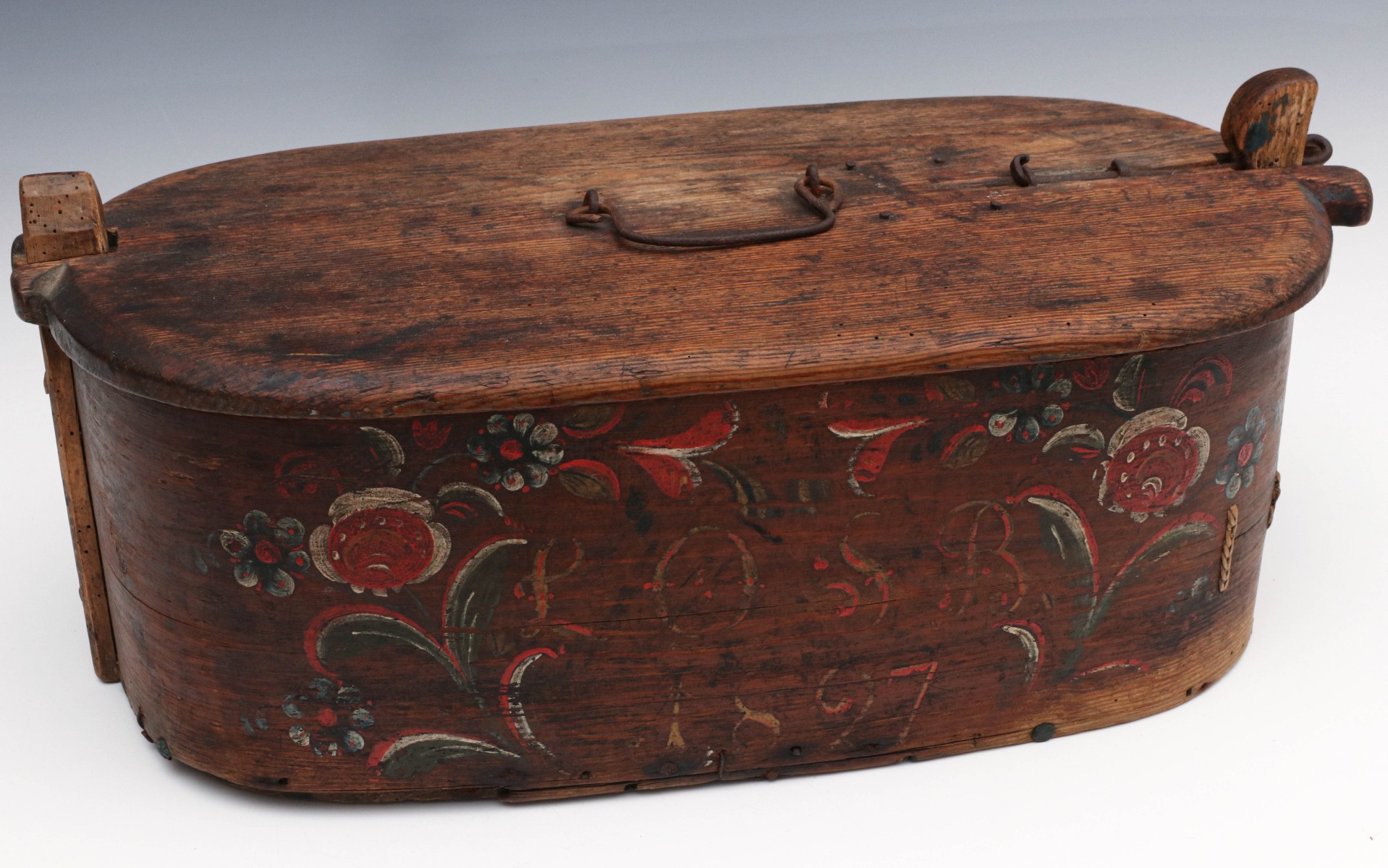 A SCANDINAVIAN BRIDE'S BOX WITH PAINTED FLORALS, 1897