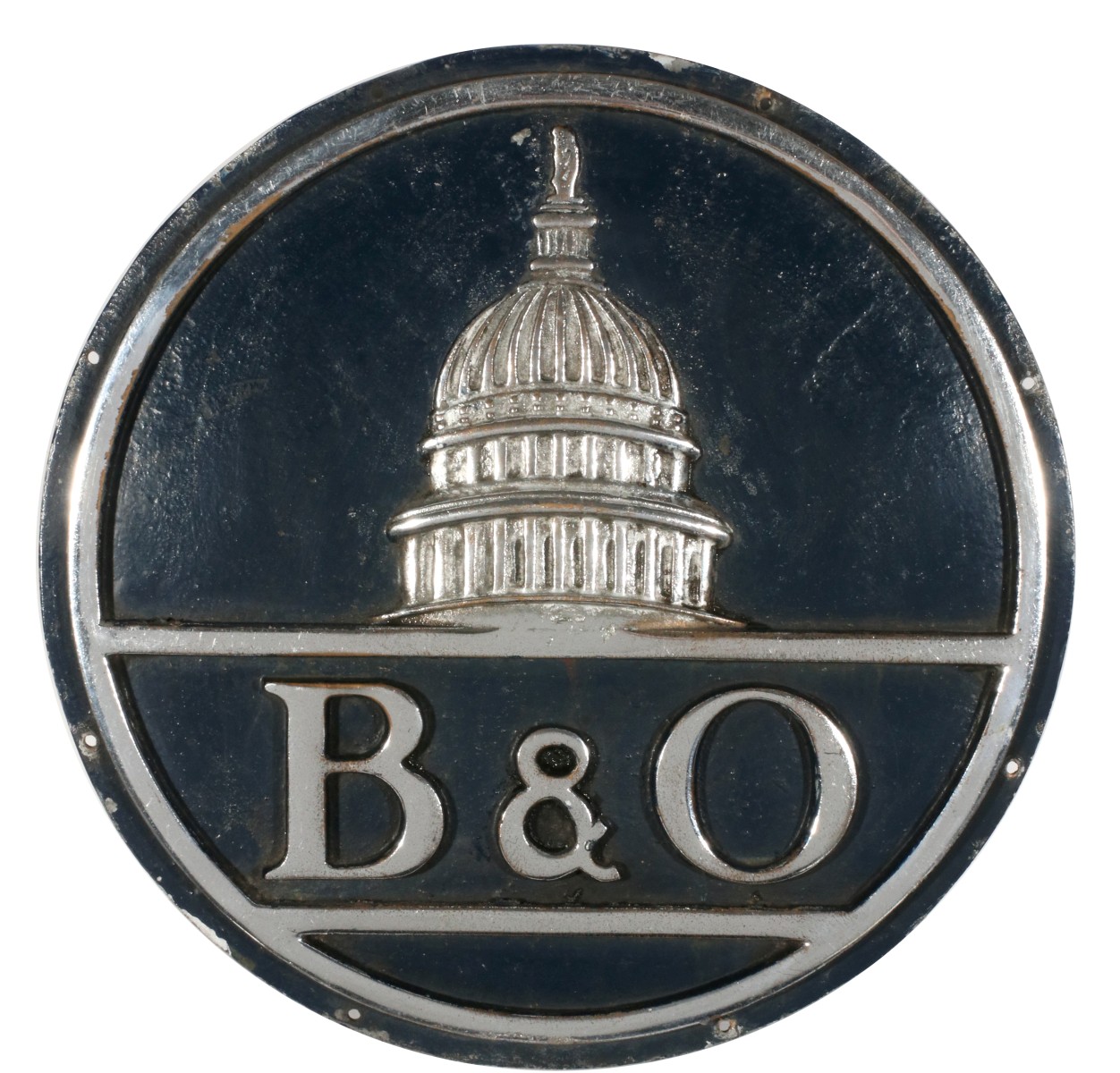 A FINE CAST, PAINTED AND PLATED B & O RAILROAD PLAQUE