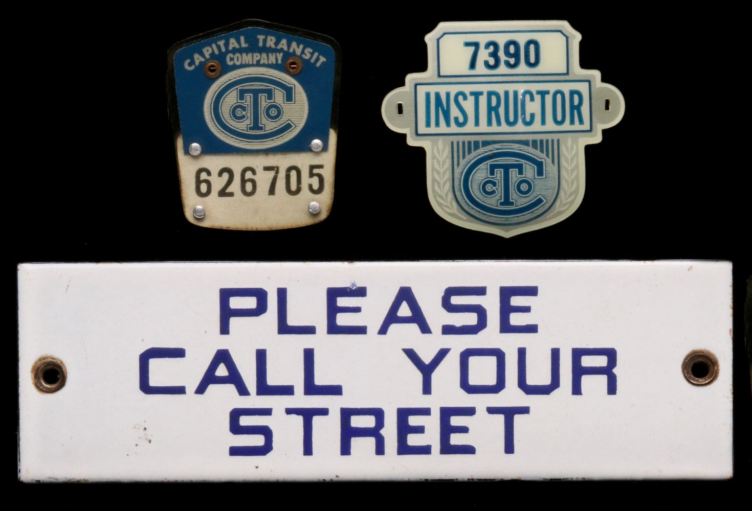 A PORCELAIN SIGN LETTERED 'PLEASE CALL YOUR STREET'
