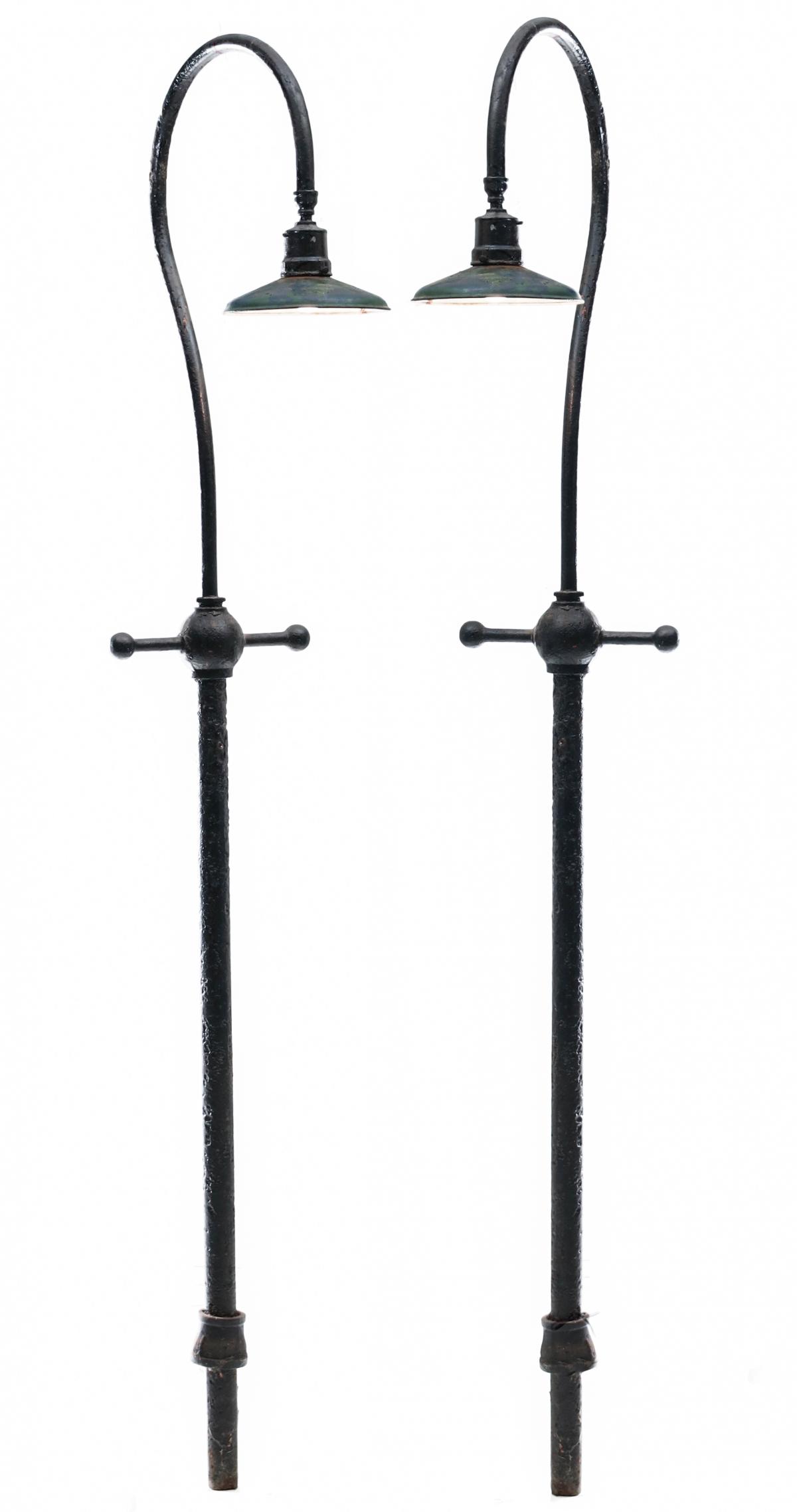 PAIR IRON EXTERIOR LIGHT POSTS FROM B&O SILVER SPRING