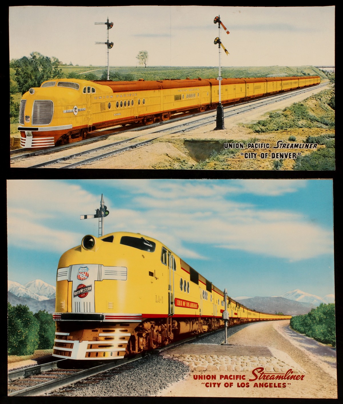 A PAIR OF UNION PACIFIC STREAMLINER ADVERTISING PRINTS