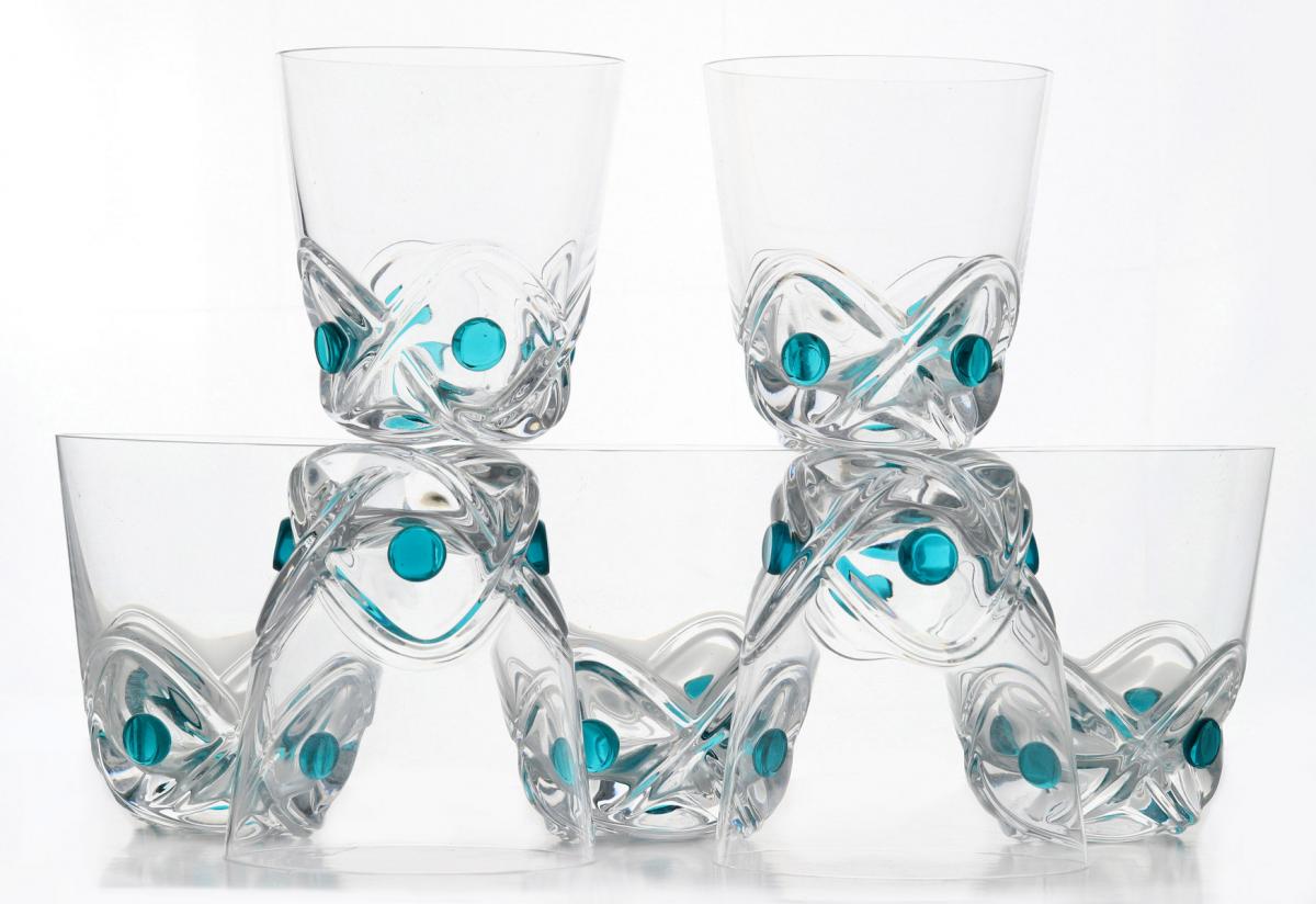 SEVEN LALIQUE 'FLORIDE' OLD FASHIONED TUMBLERS
