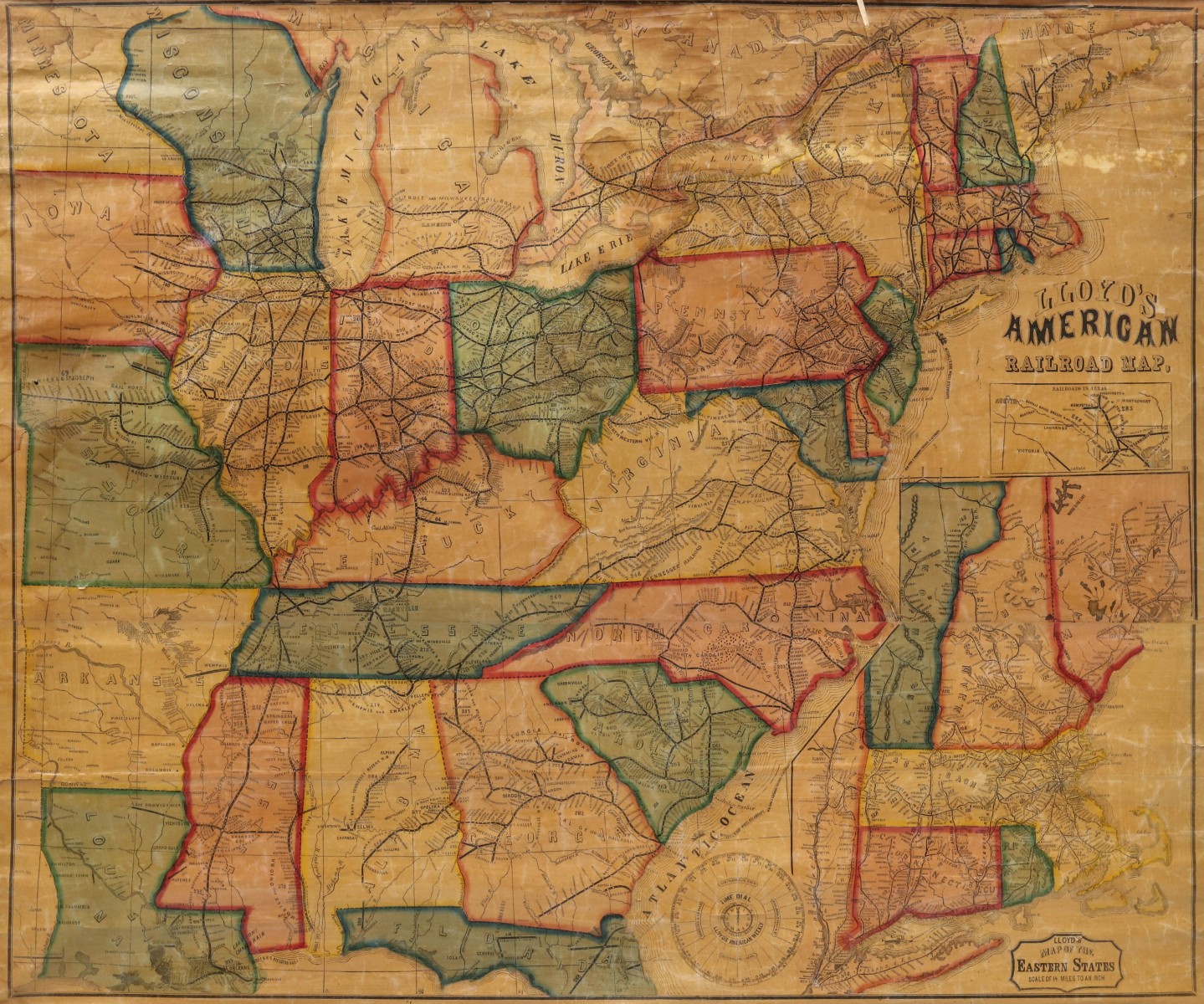 A 'LLOYD'S AMERICAN RAILROAD WALL MAP' DATED 1860