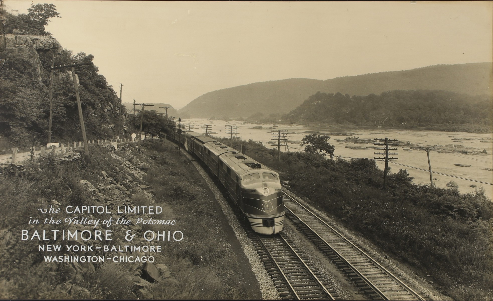 PHOTOGRAVURE OF 'THE CAPITOL LIMITED' ALONG THE POTOMAC